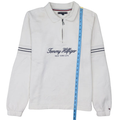Mens UK Size M Tommy Hilfiger White Henley Sweatshirt