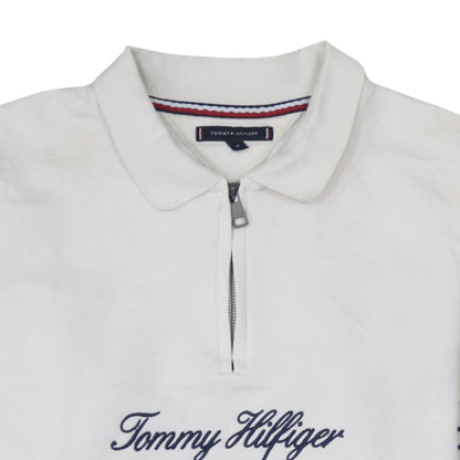 Mens UK Size M Tommy Hilfiger White Henley Sweatshirt