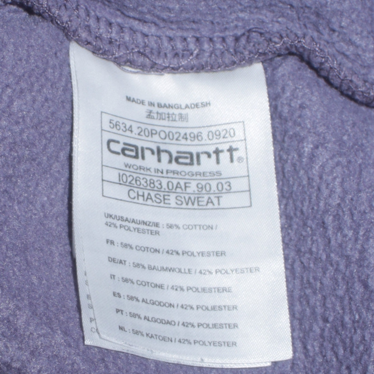Mens UK Size M Carhartt Purple Pullover Sweatshirt