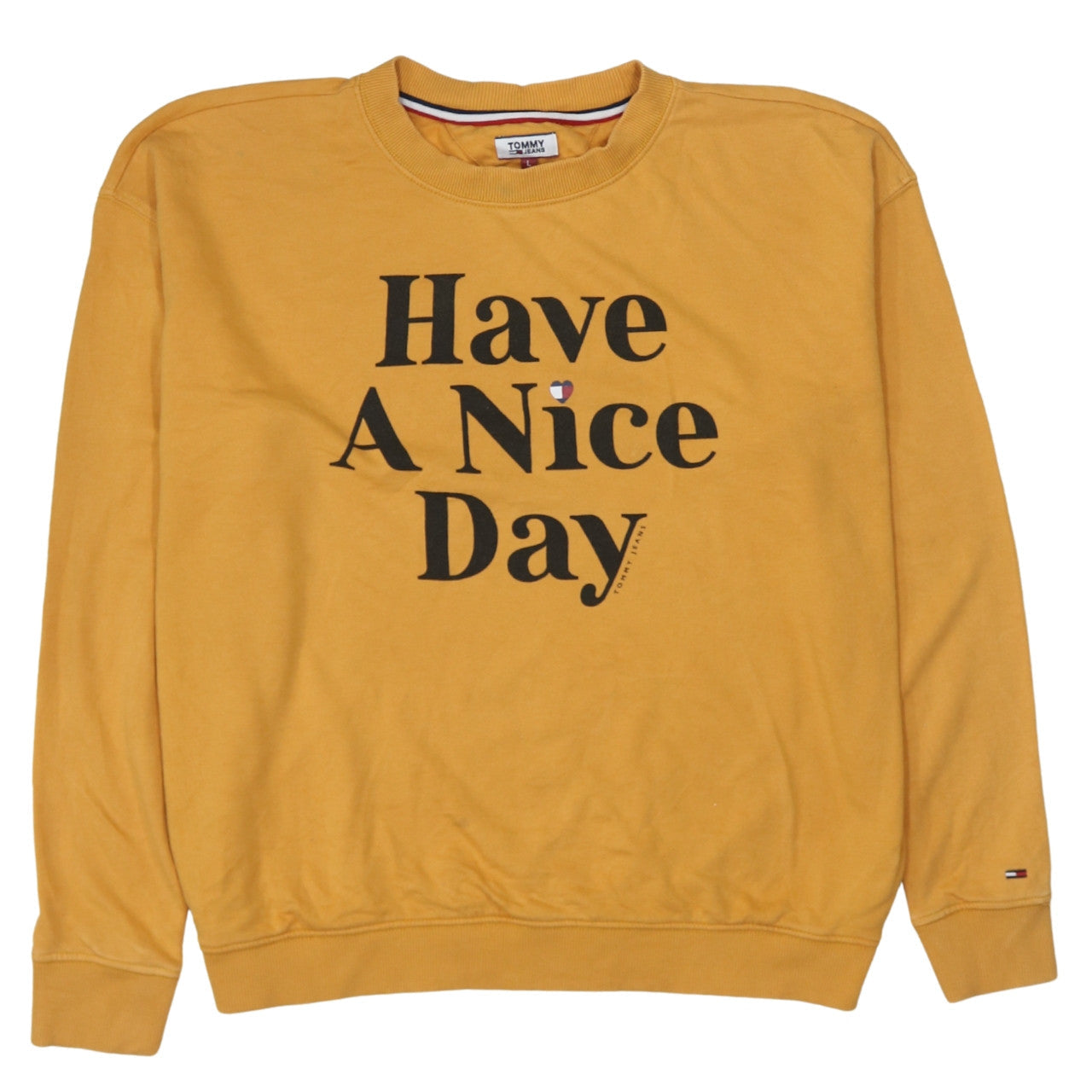 Mens UK Size L Tommy Jeans Yellow Pullover Sweatshirt
