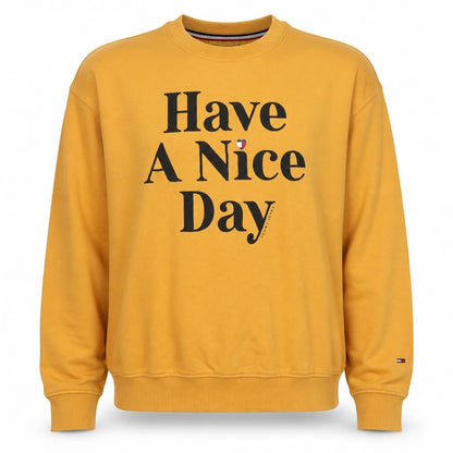 Mens UK Size L Tommy Jeans Yellow Pullover Sweatshirt
