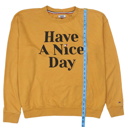 Mens UK Size L Tommy Jeans Yellow Pullover Sweatshirt