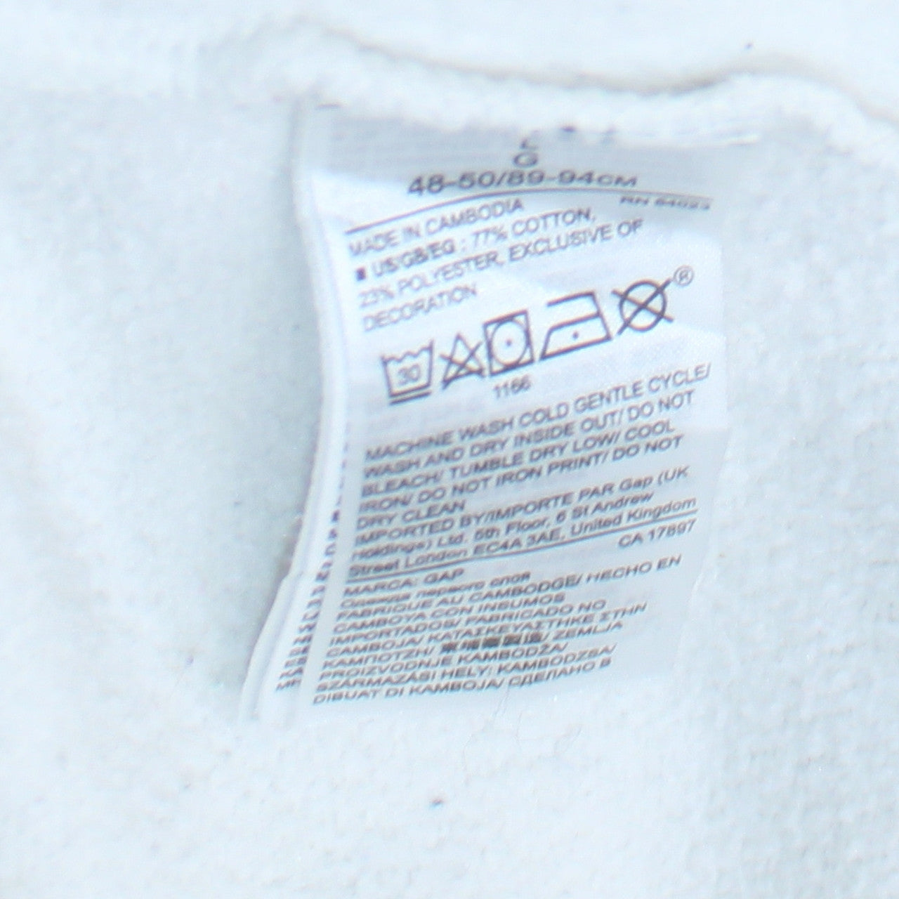 Womens UK Size L Gap White Pullover Sweatshirt