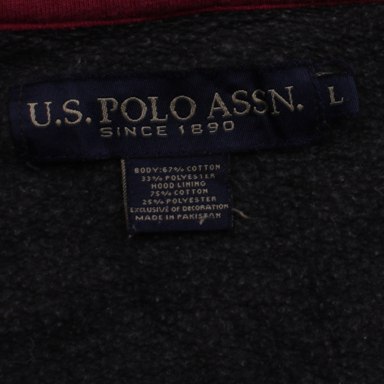 Mens UK Size L U.S. Polo Assn. Black Full Zip Hoodie