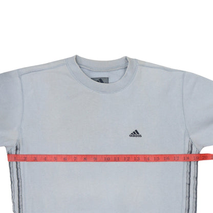Adidas Boys Light Blue Crew Neck Pullover Sweatshirt Size 164