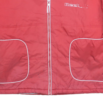 Reebok Womens Red Hooded Puffer Jacket L Full Zip Winter Coat