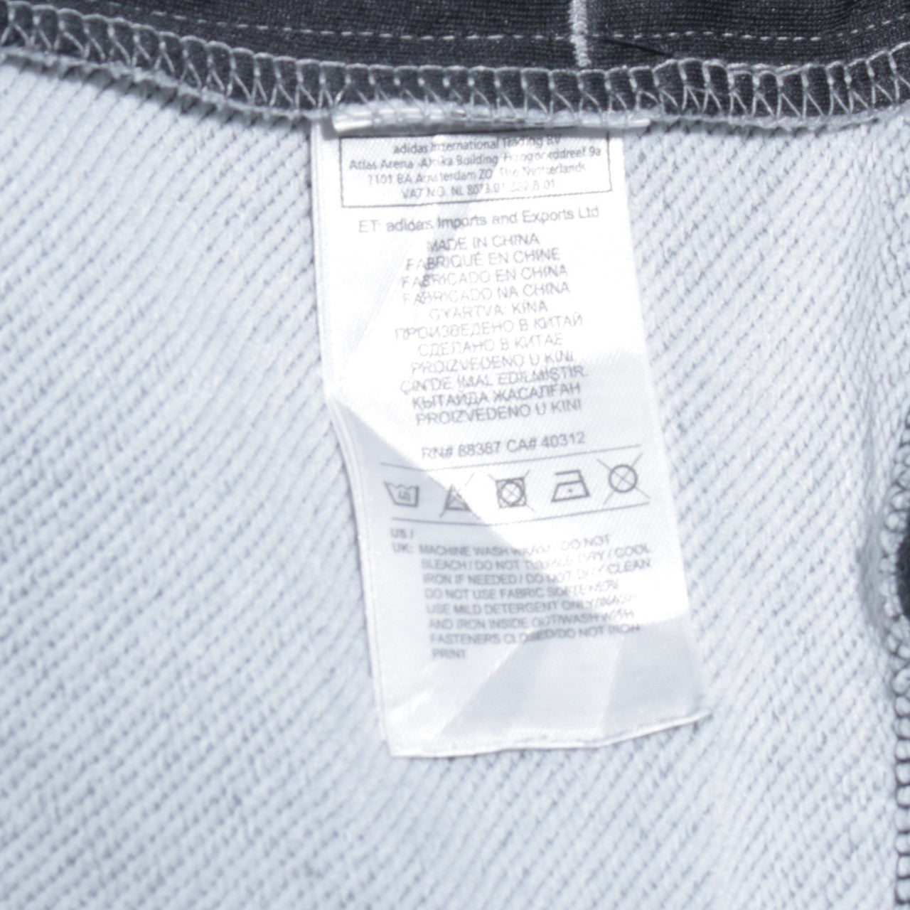 Mens UK Size L adidas Grey Full Zip Hoodie