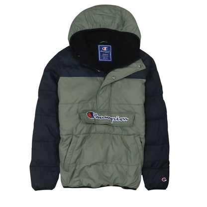 Champion Men's Green Hooded Puffer Jacket Medium