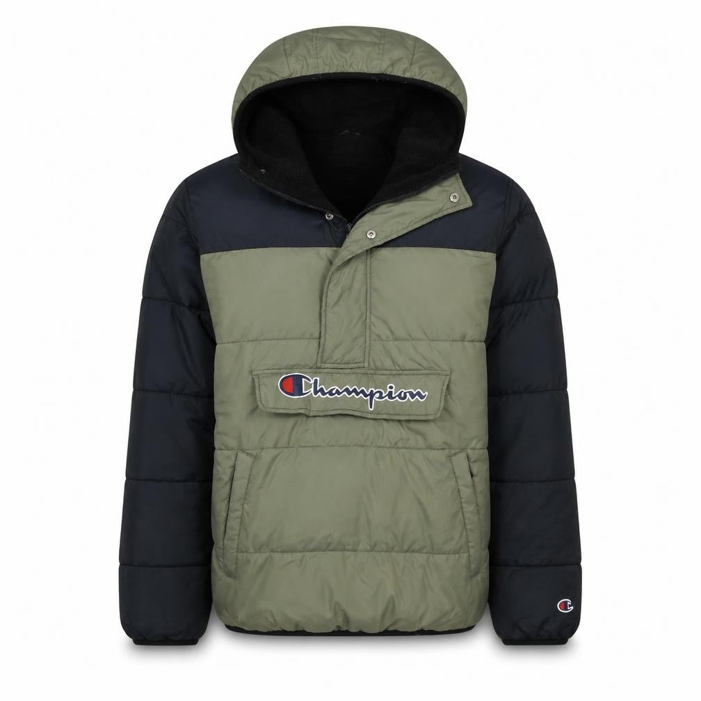 Champion Men's Green Hooded Puffer Jacket Medium