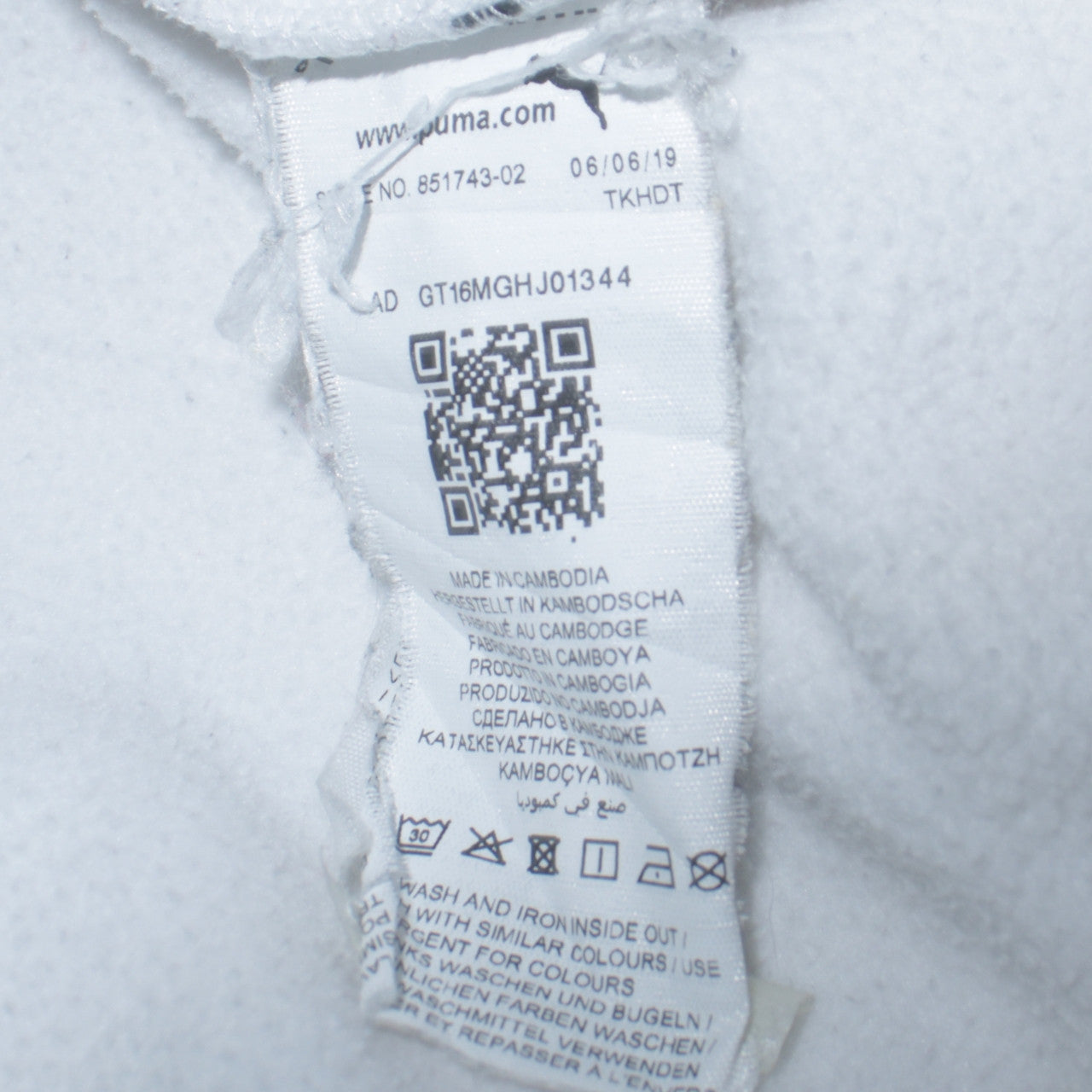 Mens UK Size S PUMA White Pullover Hoodie