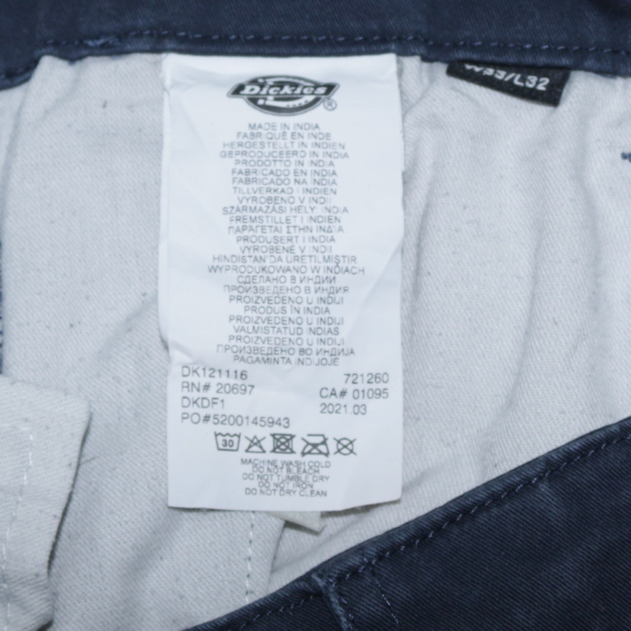 Mens UK Size M Dickies Regular Fit Chino Blue Trousers