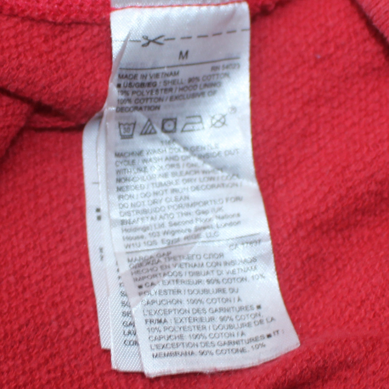 Womens UK Size M Gap Red Full Zip Hoodie