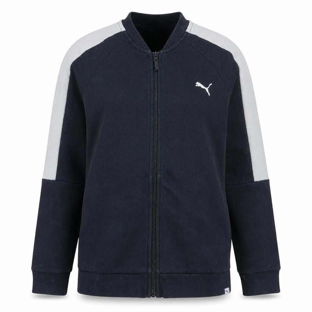 Front view of Puma Women Black Full Zip Hoodie XL Sportswear Comfortable Style