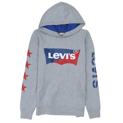 Levi's Boys Grey Pullover Hoodie 14 Years Hooded Graphic Print Sweatshirt