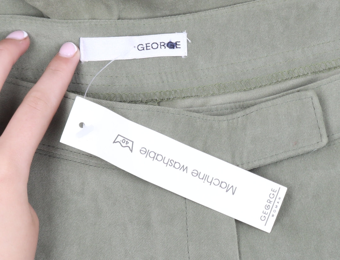 Womens UK Size 18 George Regular Fit Casual Workwear Green Trousers