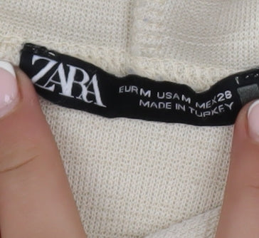 Womens UK Size M Zara Beige Pullover Hoodie