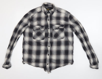 Next Men’s Grey Check Flannel Long Sleeve Button-Up Shirt M