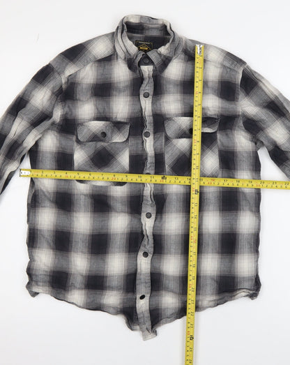Next Men’s Grey Check Flannel Long Sleeve Button-Up Shirt M