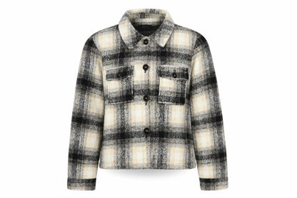 ONLY Womens Beige Black Checked Cropped Jacket Size S