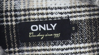 ONLY Womens Beige Black Checked Cropped Jacket Size S
