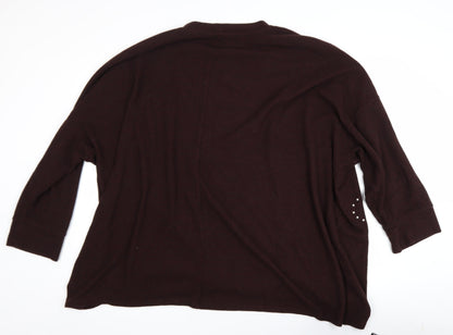 Yours Clothing Womens Brown Plus Size 22-24 Studded Heart Pullover Jumper