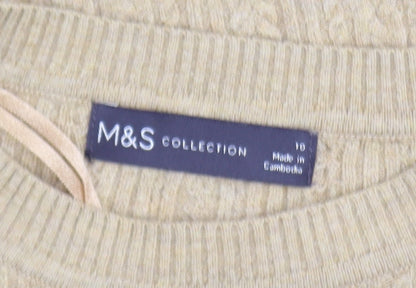 Marks and Spencer Women’s Beige Cable-Knit Jumper Size 10