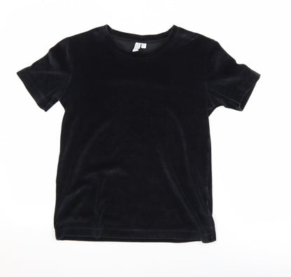 & Other Stories Women’s Black Velvet Short Sleeve T-Shirt Size 6