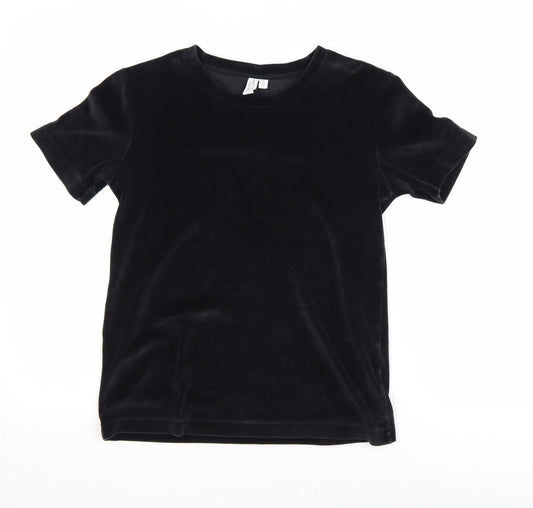 & Other Stories Women’s Black Velvet Short Sleeve T-Shirt Size 6