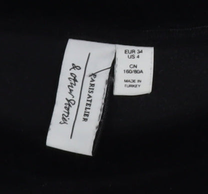& Other Stories Women’s Black Velvet Short Sleeve T-Shirt Size 6