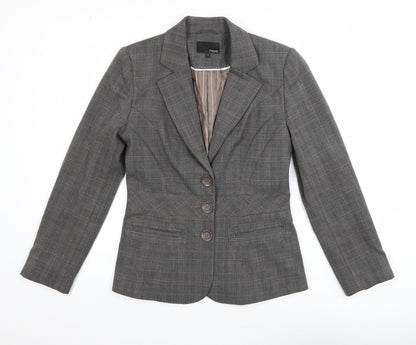 Next Women's Grey Check Tailored Blazer Size 8L Single Breasted