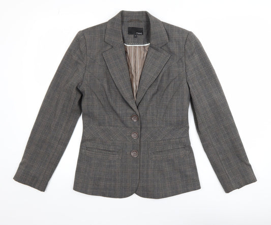Next Women's Grey Check Tailored Blazer Size 8L Single Breasted