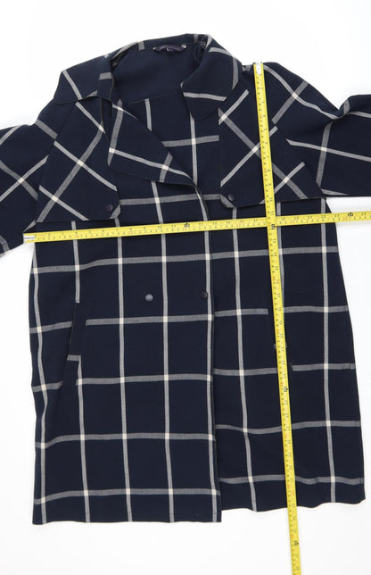Marks and Spencer Women's Blue Check Overcoat Size 18