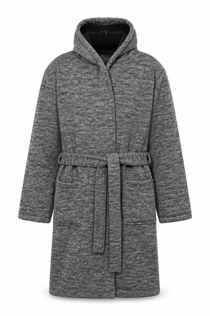Next Men's Grey Hooded Robe Belted Polyester Medium