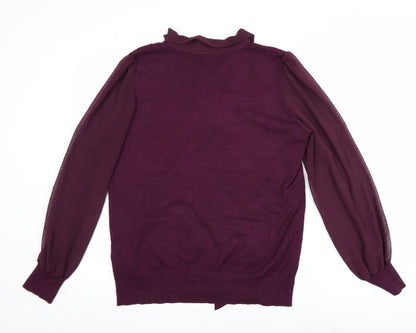 Dorothy Perkins Women's Purple Tie Neck Long Sleeve Blouse Size 14