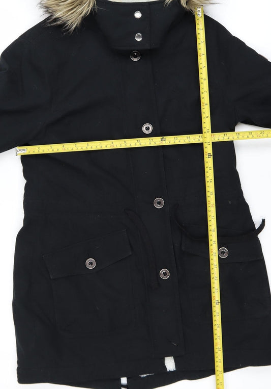 Womens UK Size M Hollister Black Parka Coat