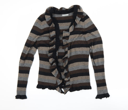 Marks and Spencer Women’s Brown Stripe Ruffle Knit Cardigan UK 12