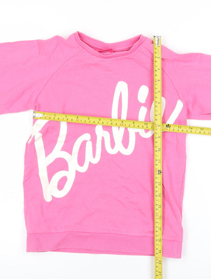 Girls UK Size 10 Years Barbie Pink Pullover Sweatshirt