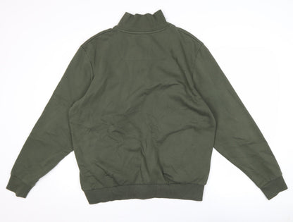 Mens UK Size L Threadbare Green Henley Sweatshirt