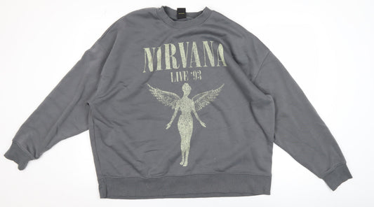 Womens UK Size L Nirvana Grey Pullover Sweatshirt