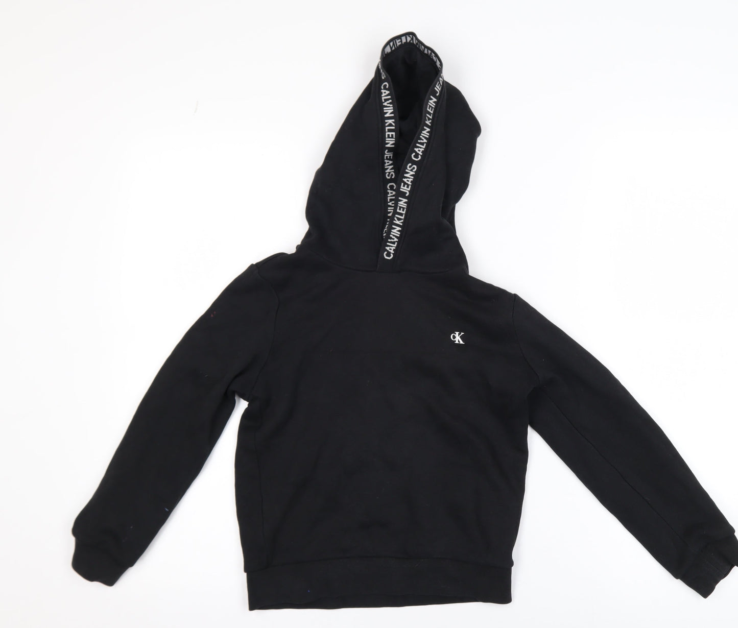 Boys UK Size 8 Years Calvin Klein Jeans Black Pullover Hoodie