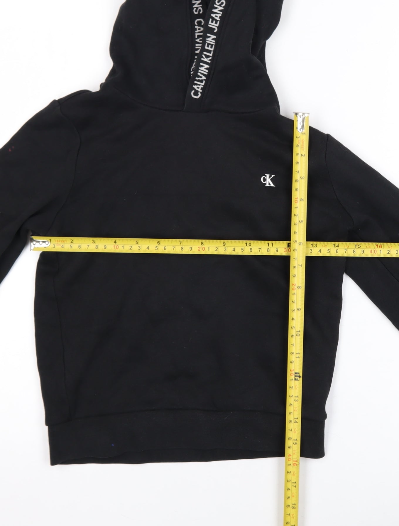 Boys UK Size 8 Years Calvin Klein Jeans Black Pullover Hoodie