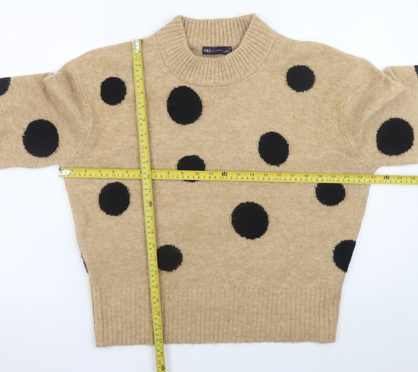Womens UK Size M Marks and Spencer Beige Pullover Jumper