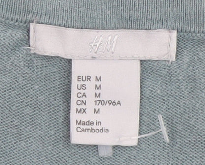 H&M Women's Green Cotton Modal Open-Knit Pullover Jumper Size 12