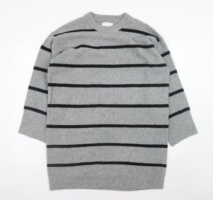 ASOS Design Women’s Grey Striped Sweater Dress Size 8-10 Knit Stretch