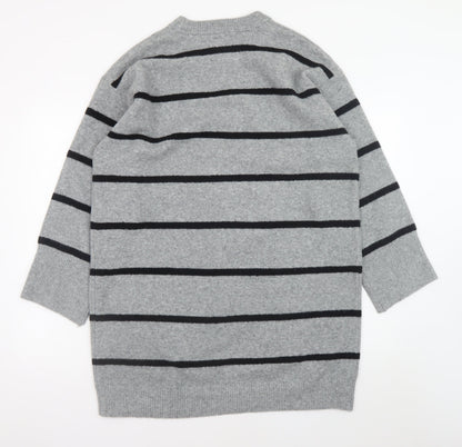 ASOS Design Women’s Grey Striped Sweater Dress Size 8-10 Knit Stretch