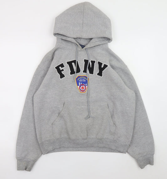 Mens UK Size S FDNY Grey Pullover Hoodie