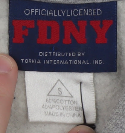 Mens UK Size S FDNY Grey Pullover Hoodie
