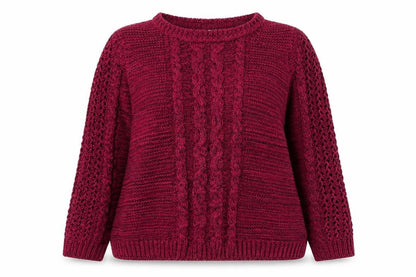 Marks and Spencer Women's Red Cotton Cable Knit Jumper Size 18