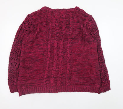 Marks and Spencer Women's Red Cotton Cable Knit Jumper Size 18