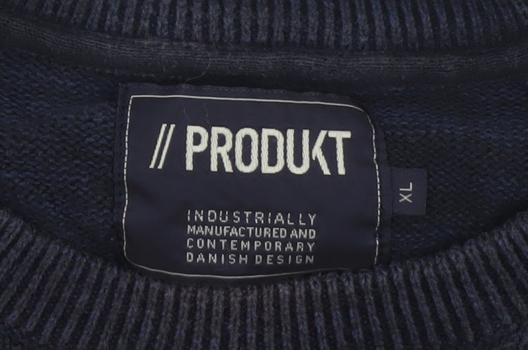 PRODUKT Men's Blue XL Crew Neck Pullover Jumper